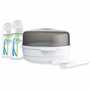 Набор - контейнер для паровой стерилизации + 2 бутылки с широким горлышком 270 мл, щипцы, 2 ершика (DrBrowns, AC058)